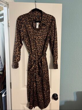 Talbots Brown and Black Leopard Print shirt dress